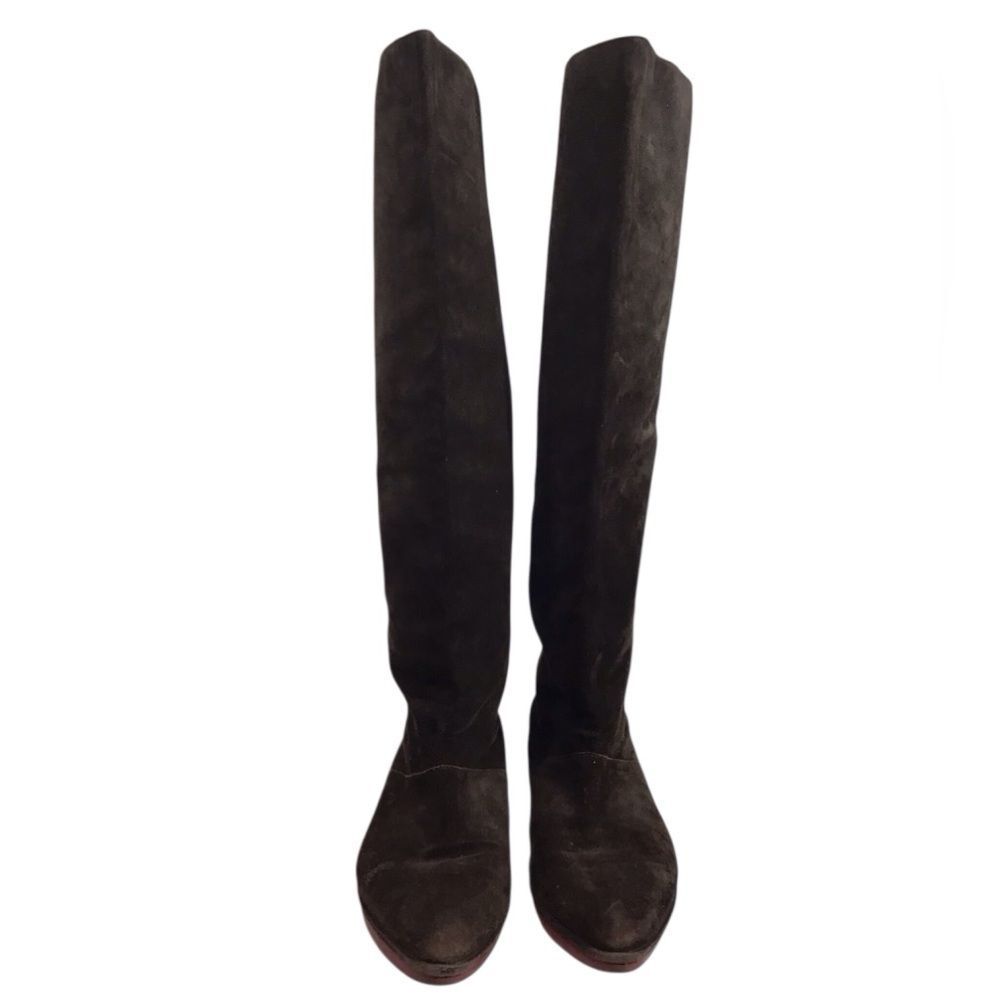 Robert Clergerie Dark Brown Suede Knee High Pull On Boots Size 9